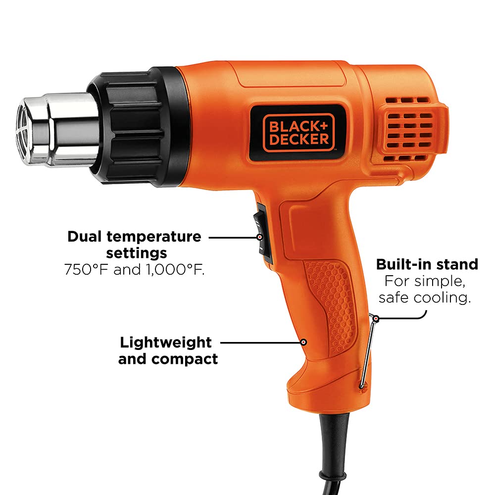 BLACK+DECKER Heat Gun, 1350 Watt, Dual Temperature Settings, Corded (HG1300) - WoodArtSupply