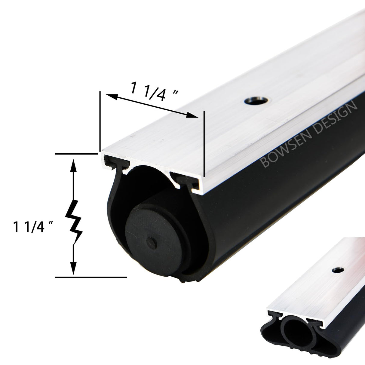 BOWSEN Heavy-Duty U+O Ring Universal Garage Door Bottom Seals Weatherstrip Rubber with Aluminum Track Retainer Kit, Black (16 FT, 1-1/4" Width) BOWSEN