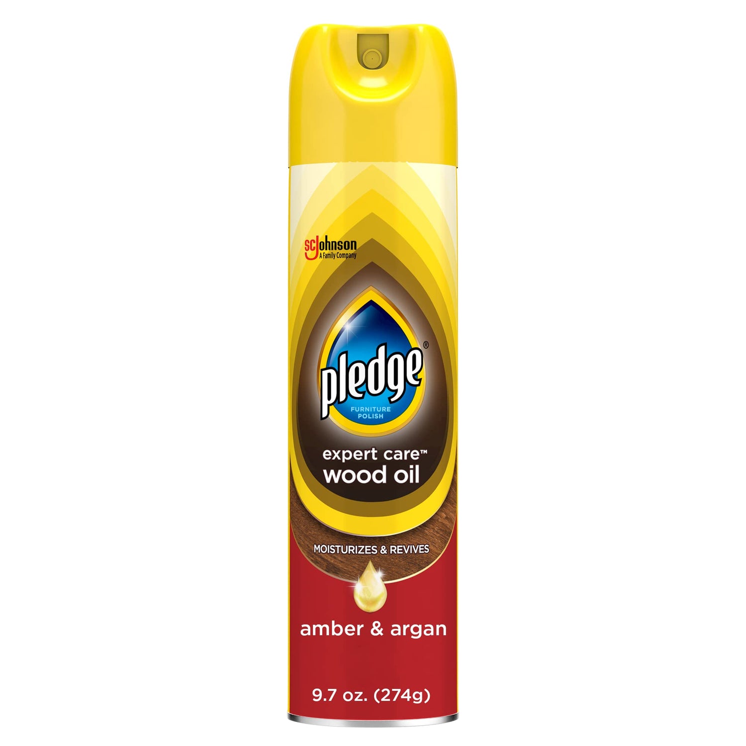 Pledge Wood Oil, Expert Care, Aerosol, Amber & Argan Scent, 9.7 oz. Pledge