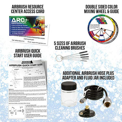 Master Airbrush Cool Runner II Dual Fan Air Compressor Professional Airbrushing System Kit with 3 Airbrushes, Gravity and Siphon Feed - Holder, Color - WoodArtSupply