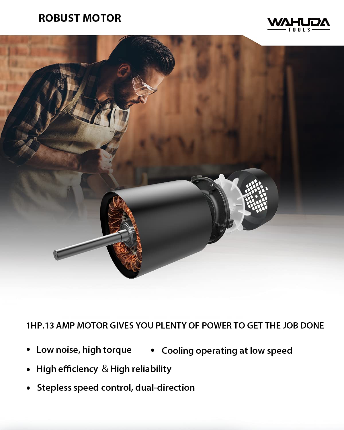 Benchtop 14" Variable Speed Wood Lathe w/induction motor WAHUDA TOOLS