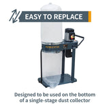 POWERTEC 70009 Clear Plastic Dust Collection Bag, 19-1/2 Inch Dia x 33-Inch, 5-Pack Dust Collector Bags for machine with 19”Filter Drum–5 Pack POWERTEC