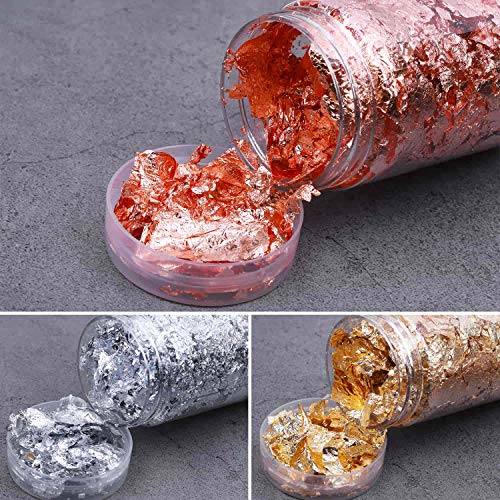 Gold Foil Flakes for Resin, Paxcoo Imitation Gold Foil Flakes Metallic Leaf for Nails, Painting, Crafts, Slime and Resin Jewelry Making (Gold, PAXCOO