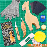 Wood Carving Kit for Beginners - Whittling kit with Giraffe - Linden Woodworking Kit for Kids, Adults - Wood Carving Stainless Steel Knife with NEWURBAN