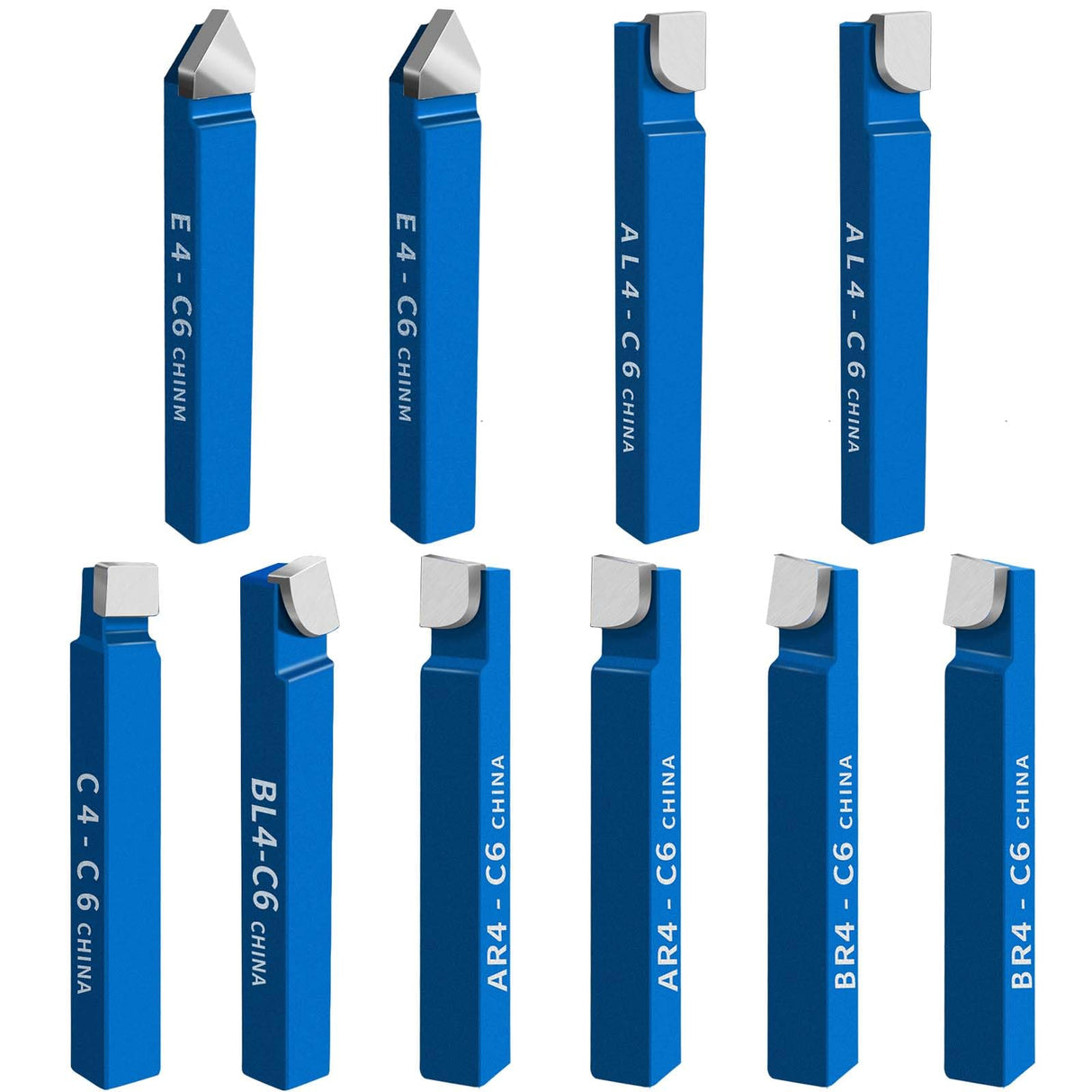 SENDUO 10PCS 1/4" Metal Lathe Tooling Carbide Tip Tipped Cutter Tool,C6 Bit Cutting Set,for Metal Lathe Turning, Boring, and Chamfering SENDUO