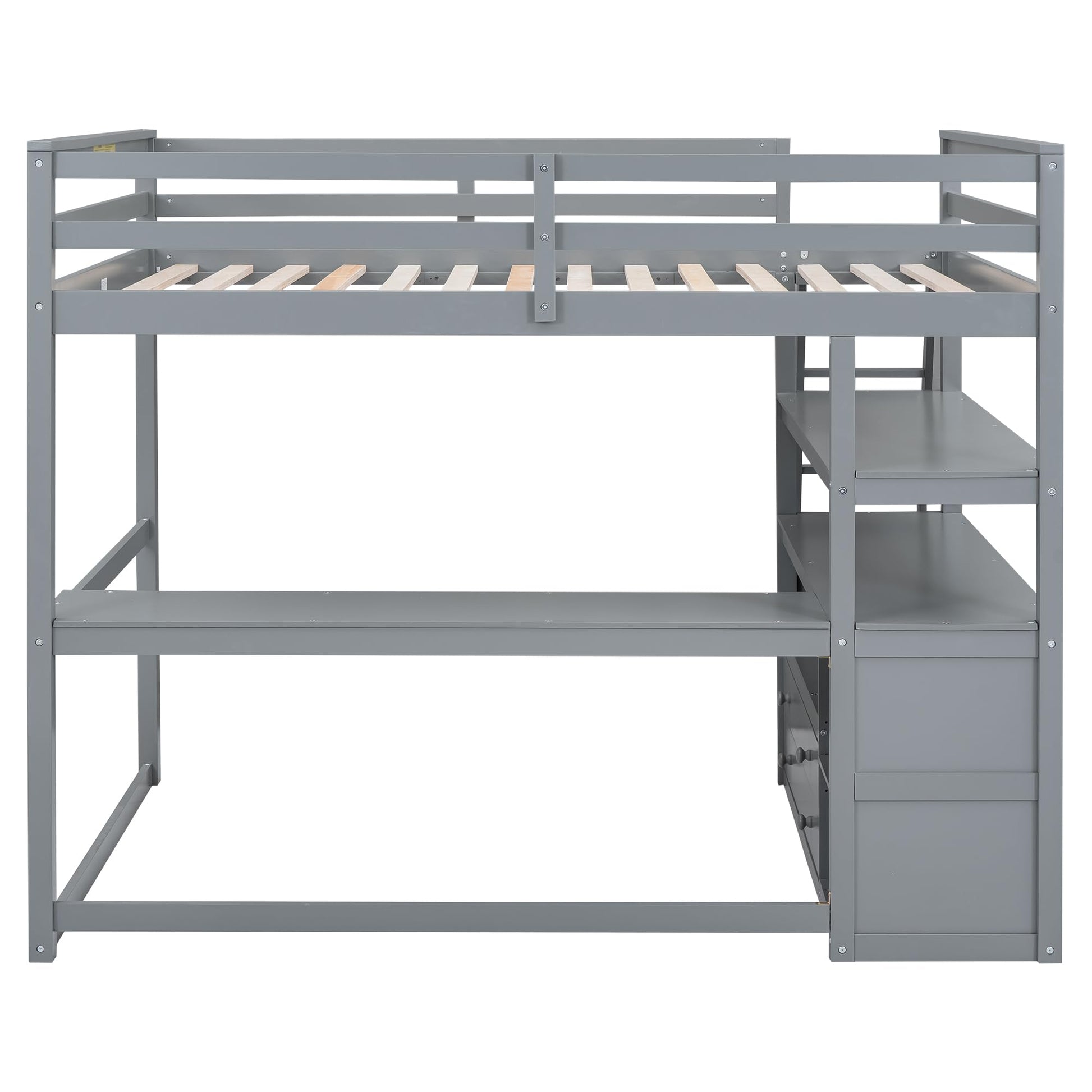 MERITLINE Modern Full Size Loft Bed with Desk, Shelves, and Storage Drawers for Kids and Teens - WoodArtSupply