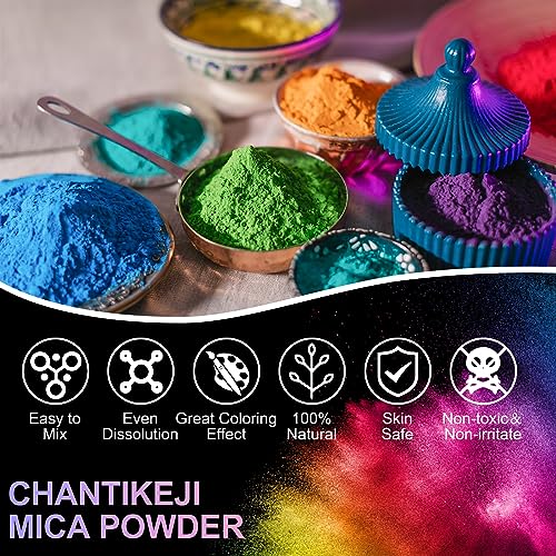 CHANGTIKEJI Mica Powder，63 Colors - 10g/Bottle of Natural Pigment Powder for Epoxy Resin，Lip Gloss，Eye Shadow,Car Paint, Dye,Soap Making,Nail CHANGTIKEJI