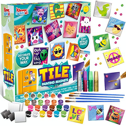 JOYIN 24 Magnetic Mini Tiles Art Kit, Creativity DIY Paint, Arts and Crafts for Kids, DIY Supplies for Party Favors, Family Activity, Birthday JOYIN