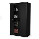 South Shore Tall 2-Door Storage Cabinet with Adjustable Shelves, Solid Black South Shore