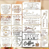 Farmhouse Kitchen Stencils Reusable Stencil for Painting on Wood, Large Wood Burning Stencils Craft Templates for Coffee Bakery Sign Dining Room eageus
