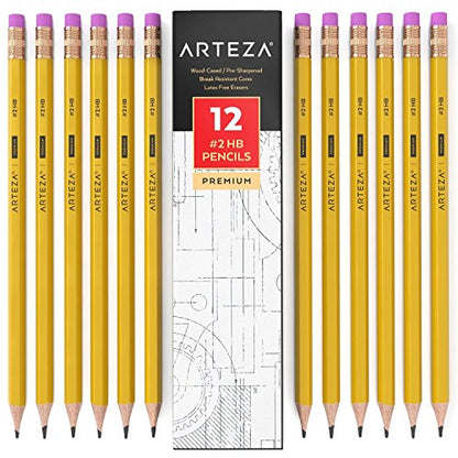 ARTEZA HB Pencils #2, Pack of 48, Wood-Cased Graphite Pencils in Bulk, Pre-Sharpened, with Latex-Free Erasers, Office & Back to School Supplies for