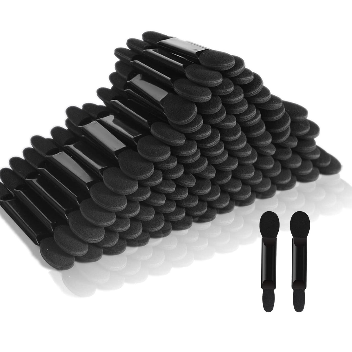 Deksias Disposable Dual Sided Eye Shadow Sponge Applicator Oval Tipped Eyeshadow Brushes Makeup Applicators (50PCS, black) Deksias