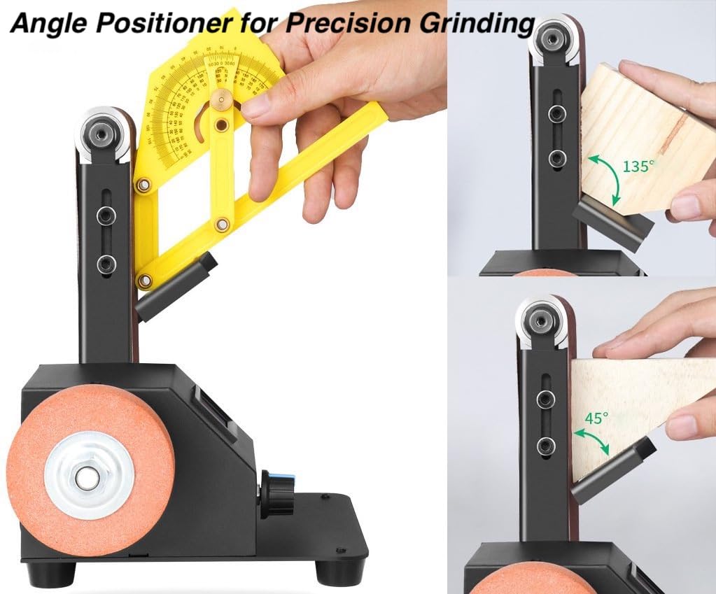 Mefape Mini Belt Sander w/Variable Speed Control & Digital Display, 350W Power Sander for Woodworking Metal Precision Angle Adjustable Grinder, Inner Mefape