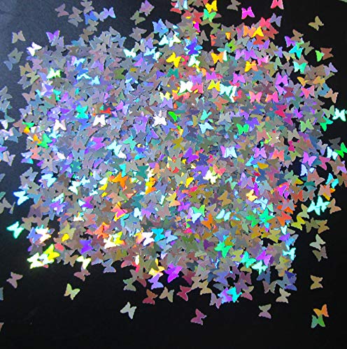 LoveOurHome 60g Butterfly Shapes Chunky Glitter Flakes Holographic Mylar Glitter Sequins Confetti Sparkles Manicure Nail Design Decor Resin Epoxy - WoodArtSupply