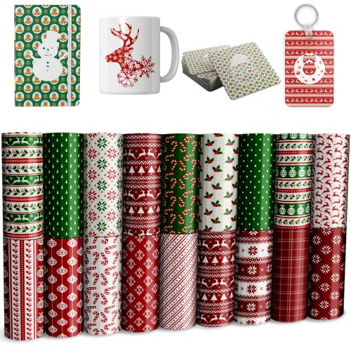 Lucky Goddness Christmas Infusible Transfer Ink Sheets,Snowman Red Green for Cricut Mug Press,Heat Press Machine for T-Shirts Mug Bag,Orange Black 16 Lucky Goddness