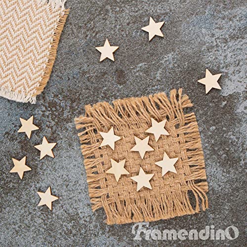 Framendino, 500 Pack 20mm Unfinished Wood Star Pieces Blank for Wedding Party DIY Crafts - WoodArtSupply