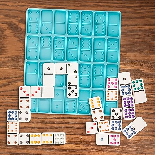 Domino Resin Molds, Domino Molds for Resin Casting, Professional Dominos Molds for Epoxy Resin, Domino Molds Set 28 Cavities, Sturdy Silicone Molds Diueoly