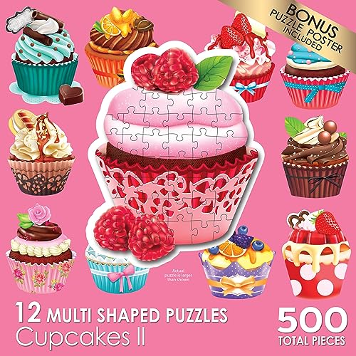 Cra-Z-Art - RoseArt - Mini Shaped - Cupcakes II - 500 Piece Jigsaw Puzzle - WoodArtSupply