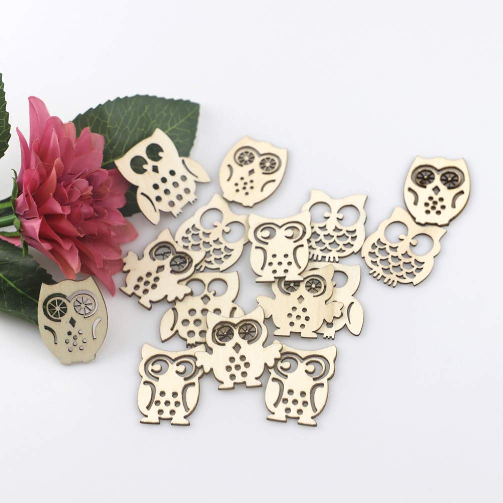 EXCEART Animal Wood Slices 60pcs Natural Wood Slices Owl Unfinished Wood Animal Craft Hanging Wooden Circles with Hole Tree Slice for Arts Painting EXCEART
