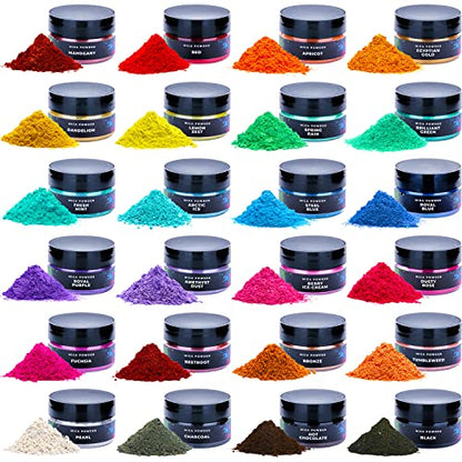 Mica Powder for Epoxy Resin - Pigment Powder for Nails - Epoxy Resin Color Pigment - Mica Powder for Soap Making, Lip Gloss – 24 Jars, 10g of Epoxy - WoodArtSupply