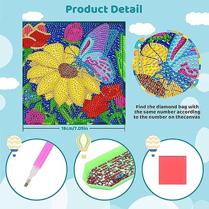 4 Pack Diamond Painting Kits for Kids Adults, Diamond Art for Kids Ages 6-8-9-12, Colorful 5D Big Gem Art Full Drill Easy DIY Crystal Mosaic Dots