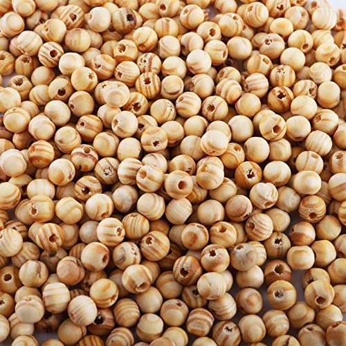 Foraineam 1000pcs Natural Wooden Beads, 8mm Round Polished Loose Beads for DIY Handmade Craft Macrame Bracelet Necklace Jewelry Making Foraineam