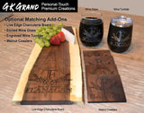 Personalized Cutting Board Wedding Gift – Walnut Live Edge Wood Customized Monogramed Bride Groom Unique Engraved Rustic Elegance Display Newlywed GK Grand Personal-Touch Premium Creations
