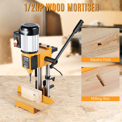 Hoteche Benchtop Wood Mortiser - 1/2HP Woodworking Mortising Machine with 3/8-Inch Chisel - WoodArtSupply