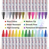28 Color Paint Markers Pens Set, Oil-Based Permanent Paint Marker, Medium Tip, Quick Dry and Waterproof Paint Pen for Rock Painting, Ceramic, Wood, TFIVE