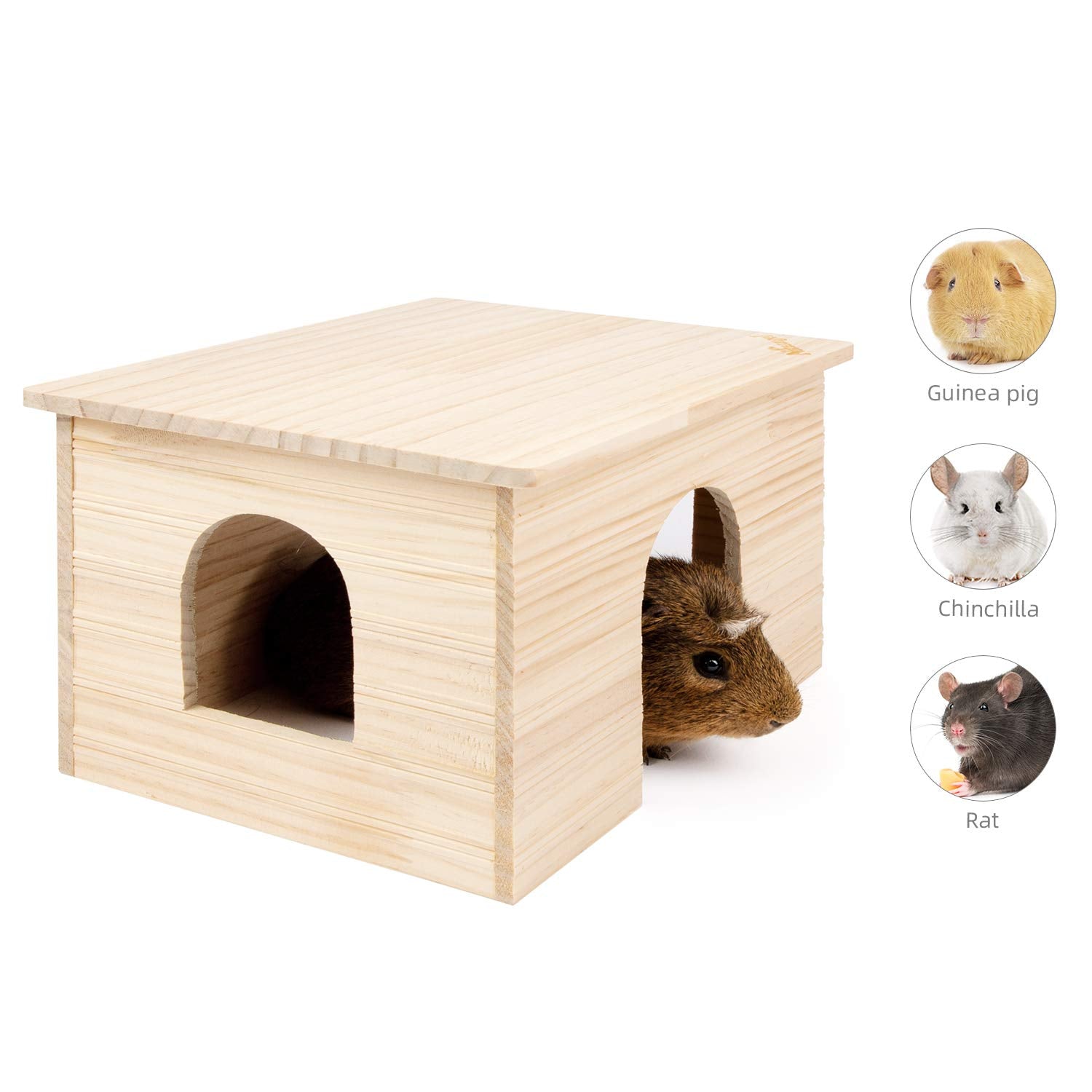 Niteangel Wood House with Window, Chinchilla and Guinea Pigs Hut Hideout Niteangel