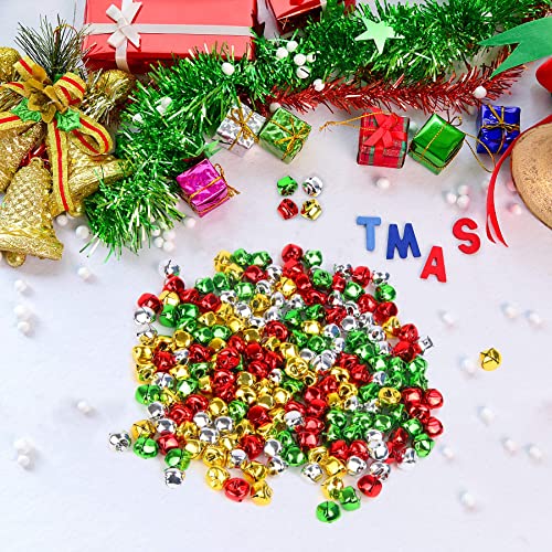 200 Pieces Augshy Jingle Bells 2/5 Inch Craft Bell Bulk for Christmas Home and Pet Decorations Xmas Decor Party Favors Supplies (Gold,Silver, Augshy