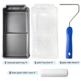 Mister Rui-Foam Paint Roller, 4 Inch-8 Pack Paint Roller Kit, Complete 4" Mini Paint Roller Kit with Small Foam Paint Roller Covers, Frame, Tray, and Mister Rui