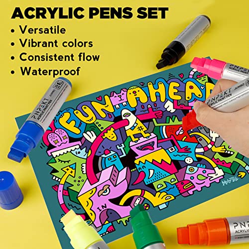 Jumbo Acrylic Paint Markers Pen,15mm Felt Tip Markers Water Based Paint Pens For Wood, Rock,Plastic and Almost All Solid Surfaces,Black Paint Pen For PNPEKT