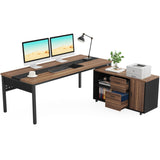 Tribesigns 70.8" Large Executive Office Desk and 47" Lateral File Cabinet Combo, L-Shaped Computer Desk 2 Piece Business Furniture with Drawers and Tribesigns