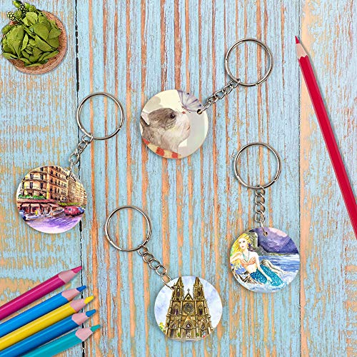 VIOCIWUO 50Pcs Natural Wood Slices Keychain, 1.38 inch Unfinished Wood Sign, Unfinished Log Discs Wooden Circles with 50Pcs Key Rings for DIY Crafts VIOCIWUO