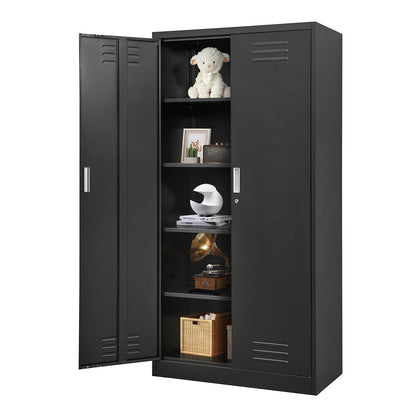 YEEZER Metal Storage Cabinet, Steel Lockable Garage Cabinet, with 2 Doors and 4 Adjustable Shelves. 71" Locking Storage Cabinet for Home, Office, - WoodArtSupply