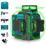 Takamine 3x360° 12 Lines Self Leveling Green Laser Level, 3D Cross Line for Construction/Picture Hanging with Removable Li-ion Battery, Remote Takamine