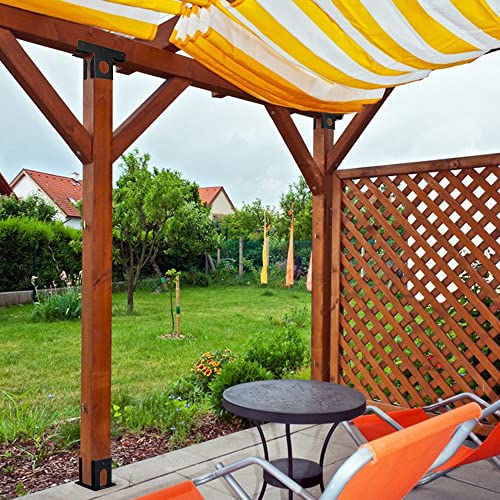 Wpbhk 2Pcs Heavy Duty Pergola Corner Brackets Extension 3-Way T Brackets for 4x4 (Actual Size:3.5X3.5) Post Bracket Pergola Gazebo Kit (2) Wpbhk