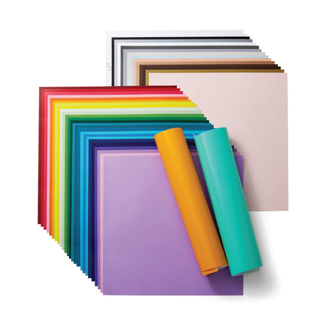 Cricut Vinyl Permanent - Everything Sampler, 12x12 Vinyl Sheets and Transfer Tapes, Create Long-Lasting DIY Projects, Durable Adhesive Vinyl for Cricut