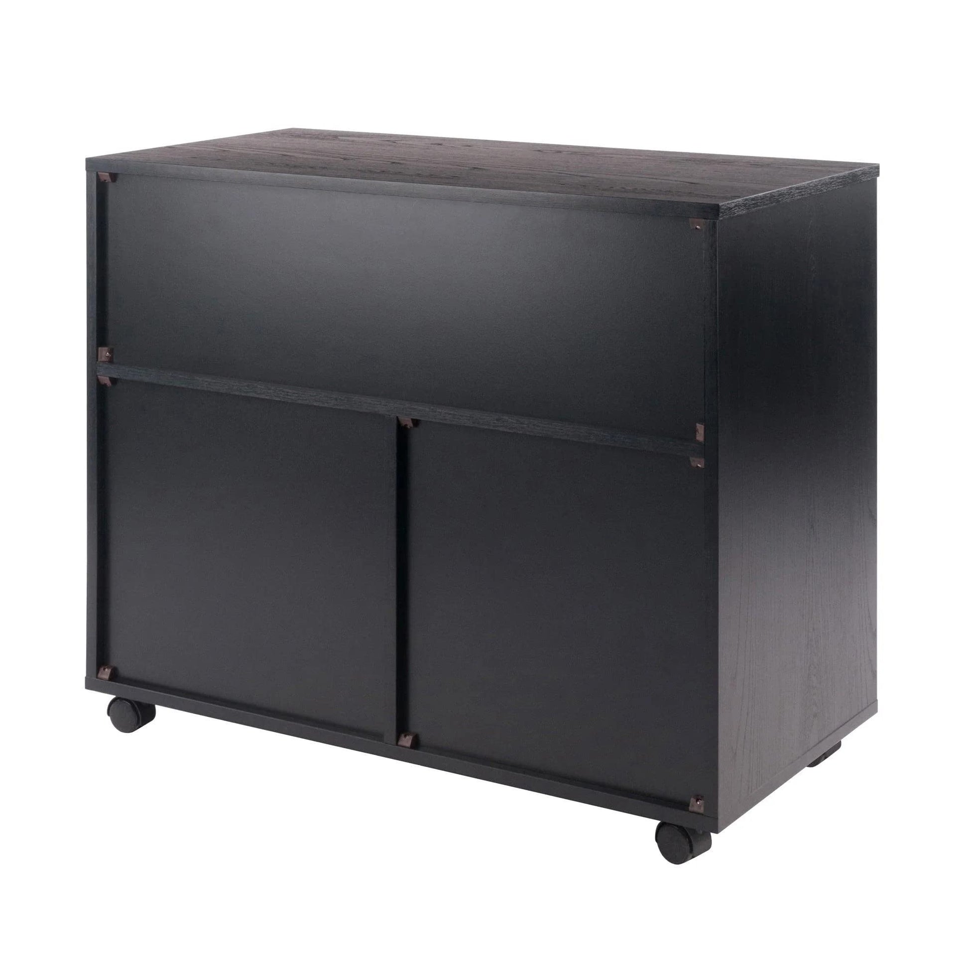 Winsome Wood Halifax Cabinet/Cupboard, 2 Large Drawer with 3 Small Drawer, Black - WoodArtSupply