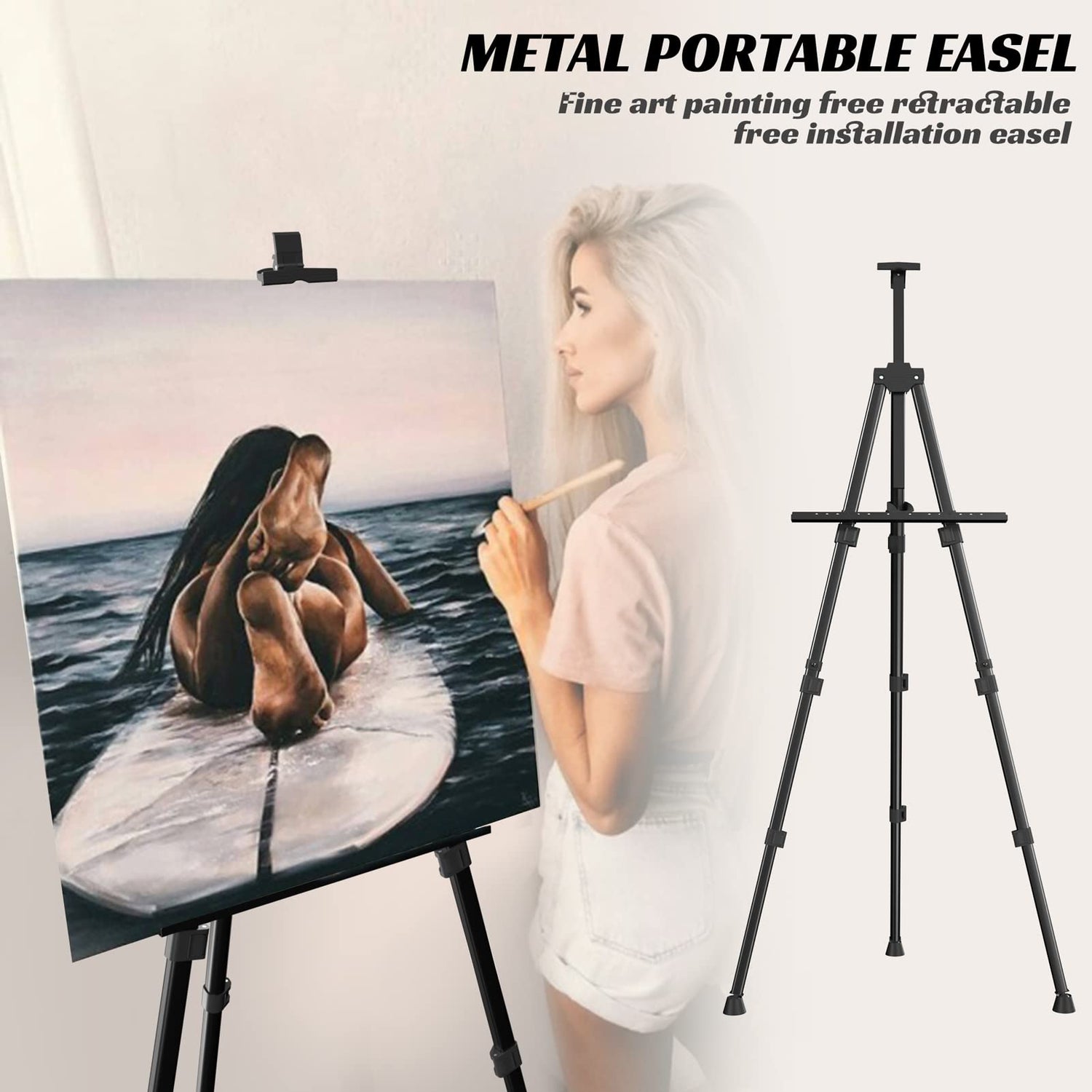 Easels for Painting Canvas, Aredy 66" Art Easel for Drawing, Portable Painting Easel Stand, Metal Table Top Easel (2 Pack) Aredy