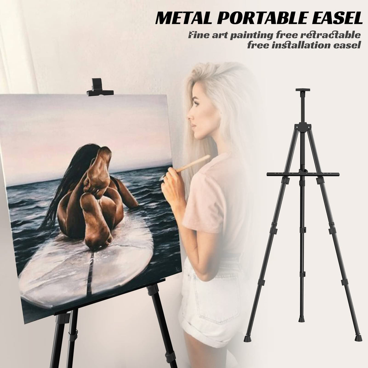 Easels for Painting Canvas, Aredy 66" Art Easel for Drawing, Portable Painting Easel Stand, Metal Table Top Easel (2 Pack) Aredy
