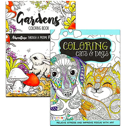 Bulk Adult Coloring Book Set for Men, Women - 6 Pc Relaxation at Home Advanced Coloring Book Bundle with Colorful Home, Mandalas, and Meditative - WoodArtSupply