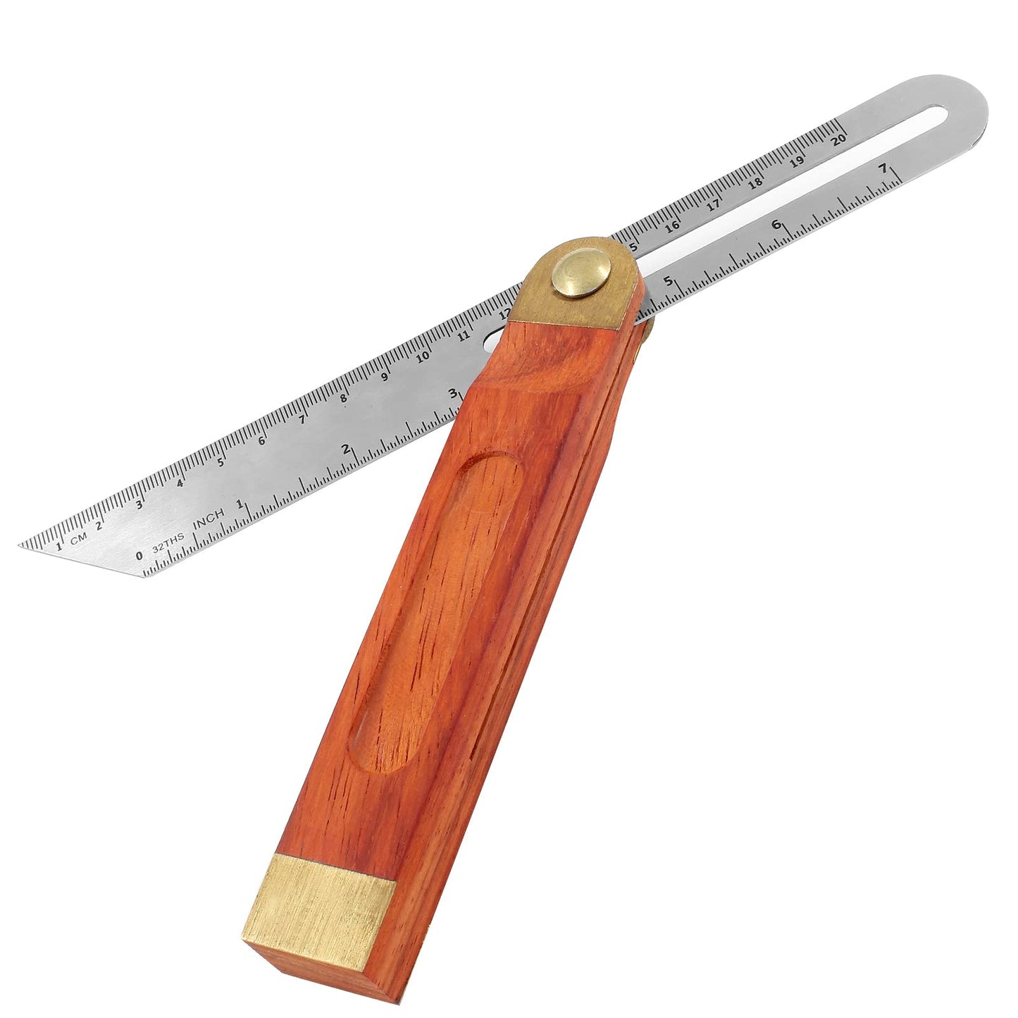 Bonsicoky 9 Inch T-Bevel Angle Finder Sliding Gauge, Adjustable Ruler Protractor with Hardwood Handle, Metric Marks