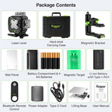 Huepar 16 Lines Self-Leveling Laser Level 4 x 360 Cross Line Laser with LCD Screen, 4D Bluetooth Green Beam Tiling Floor Laser Tool -360 Huepar