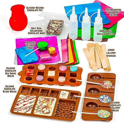 GirlZone Little Choco Delights Maker Kit, Chocolate Making Kit with Candy Bar Molds to Make Your Own Chocolate Bar, Exciting Christmas Crafts for - WoodArtSupply