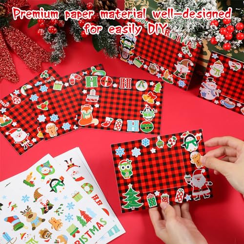 24 Packs Christmas Photo Frame Xmas Craft DIY Picture Frame Ornaments with Stickers Christmas Photo Frame Cards Game DIY Xmas Gift Winter Decorations - WoodArtSupply