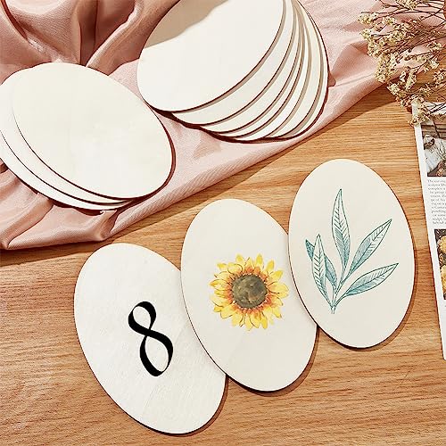NBEADS 20 Pcs Wood Oval Sheets, Unfinished Thin Blank Wood 5.9×3.5 Inch(14.9×9cm) Oval Craft Wood Wooden Discs Slices for DIY Craft Wedding Christmas NBEADS