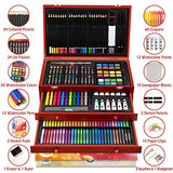 Art Supplies, 185-Piece Super Deluxe Wooden Art Set Crafts Drawing Kit with 2 Sketch Pads, Crayons, Oil Pastels, Colored Pencils, Watercolor Cakes, VigorFun