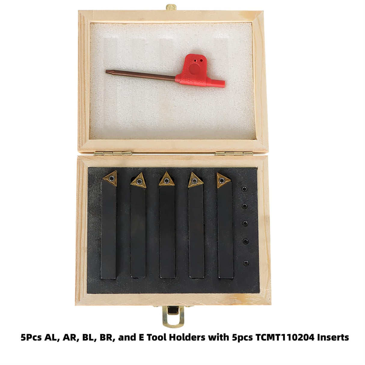 findmall 5Pcs 3/8 Inch Indexable Carbide Lathe Turning Tool Holder Metal Lathe Tools Inserts Bits with TCMT110204 Carbide Inserts findmall